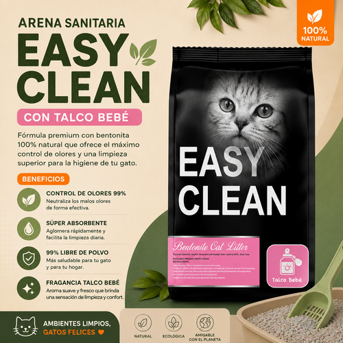 Arena Easy Clean Talco Bebe 20 kg